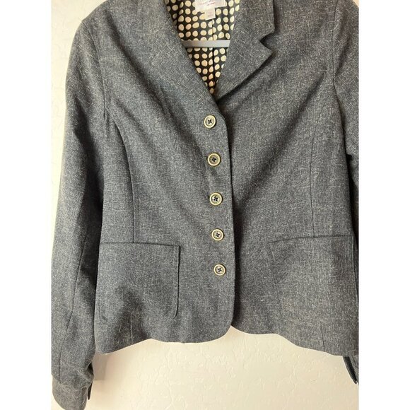 Isaac Mizrahi Linen Blend Blazer Sz 10 Grey Tweed Look - Picture 3 of 6